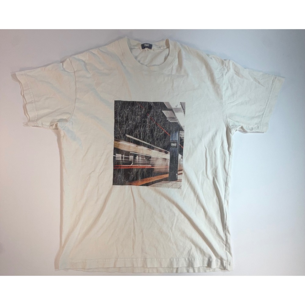 Kith Mens Subway Station Graphic T-Shirt Cream Off-White Small Streetwear